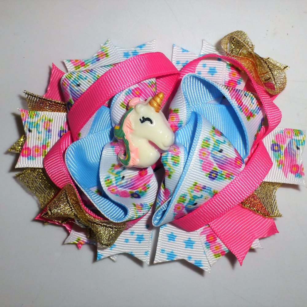Unicorn Girls 5-Inch Hair Bow Clip